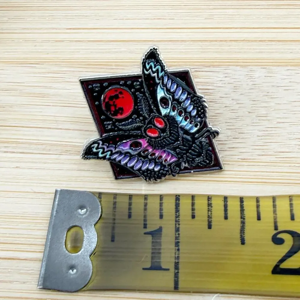 Gothic Death’s Head Moth Soft Enamel Pin Red Moon Occult Horror Lapel Badge